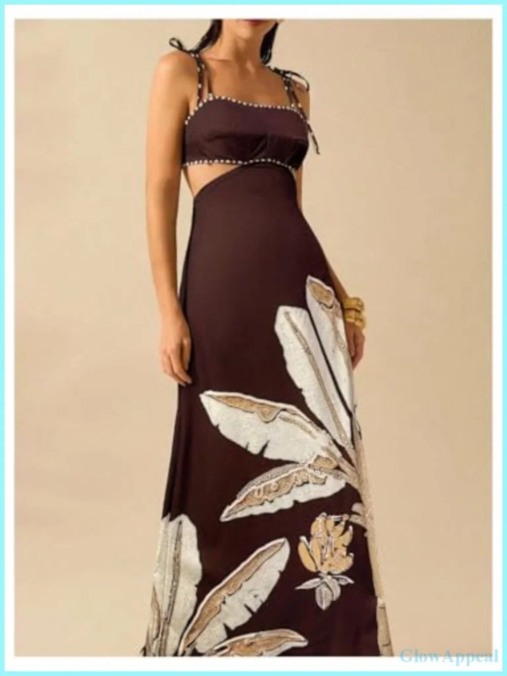 Boho Print Tie Back Cami Maxi Dress Summer Casual Sundress